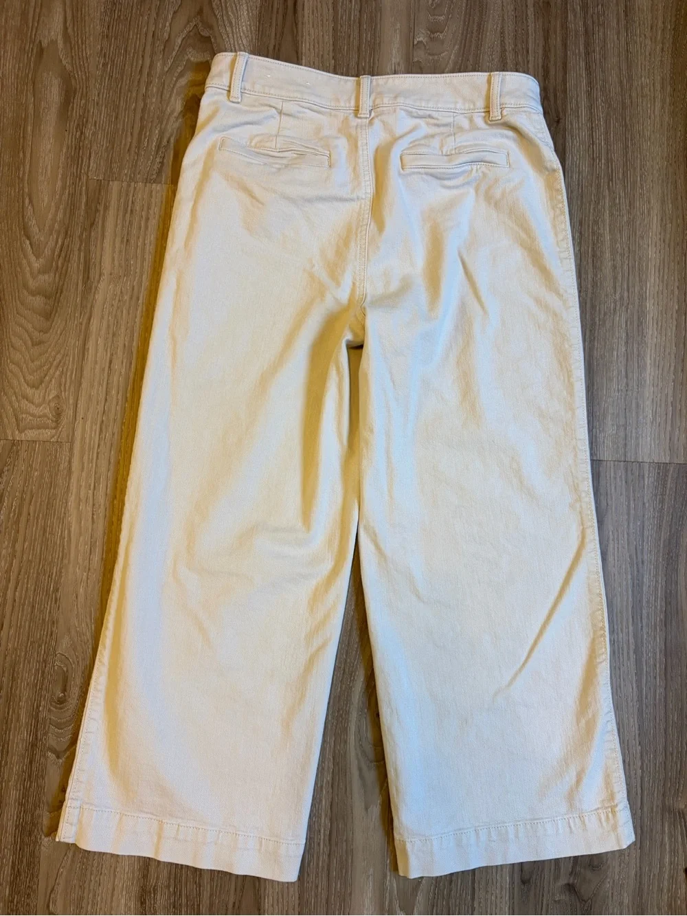 LOFT The Palmer Wide Leg Crop Pants Womens 8 Cream Ivory High Rise